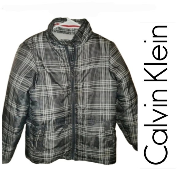 Calvin Klein Jeans Other - Calvin Klein Boys Fleece Lined Puffer Coat Winter Coat Gray & Black Plaid Medium
